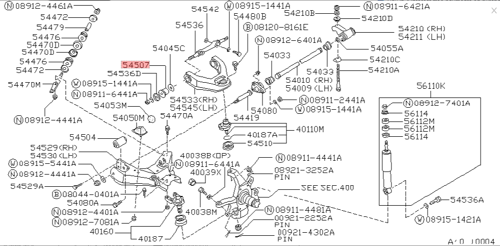 54506-B9500 - Nissan Bush Assy Upper Link Front