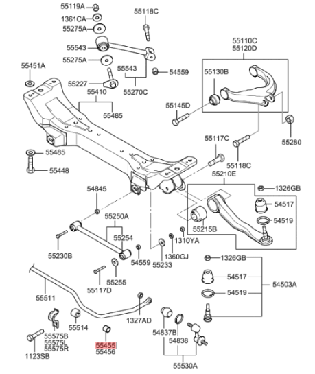 55456-39000 - Bushing - Crossmember, Hyundai